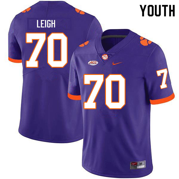 Youth #70 Tristan Leigh Clemson Tigers College Football Jerseys Sale-Purple - Click Image to Close